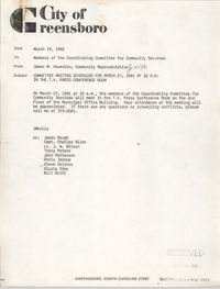 City of Greensboro Memorandum, March 19, 1981