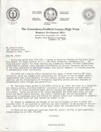 Letter from Cleveland Sellers to Bernice Smith, November 26, 1979