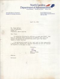 Letter Henry E. McKoy to Cleveland Sellers, April 19, 1979