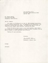 Letter from Cleveland Sellers to Stephon Edwards, June 20, 1989