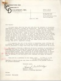 Foundation for Community Development Memorandum, April 10, 1969