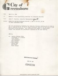 City of Greensboro Memorandum, April 14, 1981