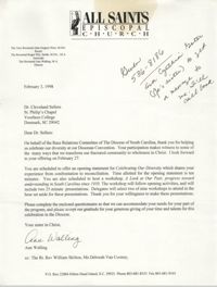 Letter from Ann Walling to Cleveland Sellers, February 3, 1998