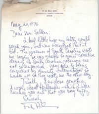 Letter to Cleveland Sellers, May 20, 1976