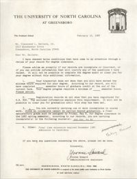 Letter from Yvonne Howard to Cleveland Sellers, February 10, 1987
