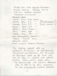 Minutes from the South Regional Coordinators, September 8, 1975