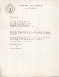 Letter from Cleveland Sellers to Sonja H. Stone, June 30, 1978
