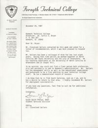 Letter from Susan Quick Phelps to Curtis E. Bryan, November 25, 1987