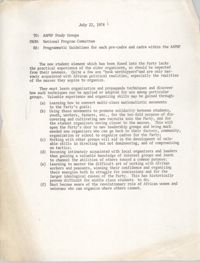 National Program Committee Memorandum, July 22, 1974
