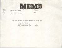 Memorandum to Cleveland Sellers, March 19, 1974