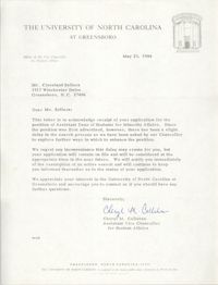 Letter from Cheryl M. Callahan to Cleveland Sellers, May 23, 1984