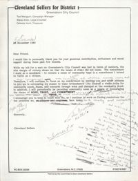 Letter from Cleveland Sellers to Supporters, December 5, 1983