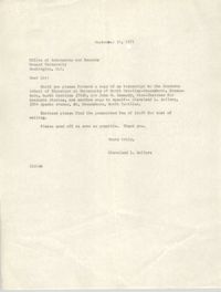 Letter from Cleveland Sellers to Office of Admissions and Records at Howard University, September 29, 1971