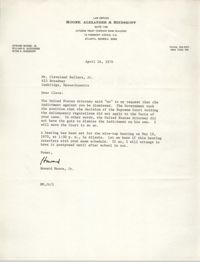 Letter from Howard Moore, Jr. to Cleveland Sellers, April 16, 1970