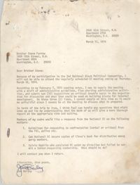 Letter from Jan Bailey to Steve Farrow, March 12, 1974