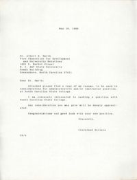 Letter from Cleveland Sellers to Albert E. Smith, May 16, 1986
