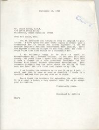 Letter from Cleveland Sellers to James Guess, September 10, 1985