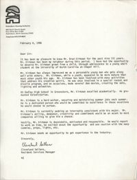 Letter from Cleveland Sellers, February 6, 1986