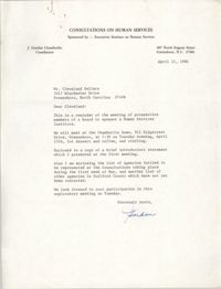Letter from J. Gordon Chamberlin to Cleveland Sellers, April 11, 1984