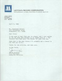 Letter from Junius Griffin to Cleveland Sellers, April 9, 1980