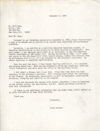 Letter from Cleveland Sellers to Bill Ross, September 7, 1979
