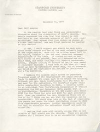 Letter from Clay Carson to Student Nonviolent Coordinating Committee, December 14, 1977