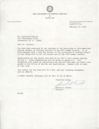 Letter from Donald G. Tarbet to Cleveland Sellers, February 14, 1979