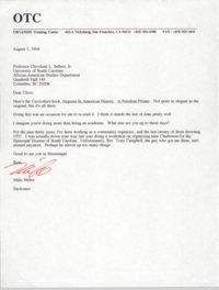 Letter from Mike Miller to Cleveland Sellers, August 1, 1994