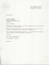 Letter from Cleveland Sellers to John McFadden, May 25, 1990
