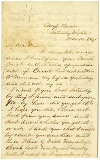 Letter from John R. Beaty to his wife Melvina, December 14, 1861