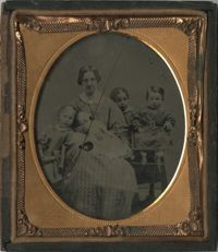 Cased Ambrotype of Woman with Four Children