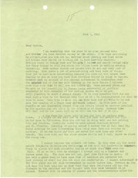 Letter from Sidney Jennings Legendre, June 9, 1943