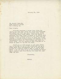 Letter from Sidney Jennings Legendre, January 26, 1948
