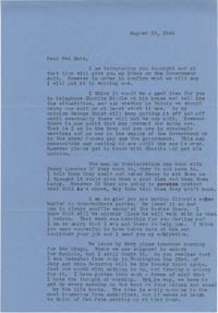 Letter from Sidney Jennings Legendre, August 19, 1942