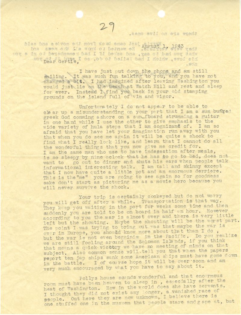 Letter from Sidney Jennings Legendre, August 1, 1943 - Lowcountry ...