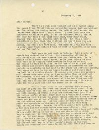 Letter from Sidney Jennings Legendre, February 7, 1944