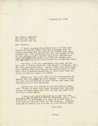 Letter from Sidney Jennings Legendre, January 20, 1948