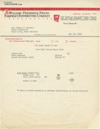Receipt from The William-Frederick Press-Pamphlet Distributing Company, Incorporated, May 6, 1948
