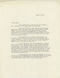 Letter from Sidney Jennings Legendre, August 9, 1947