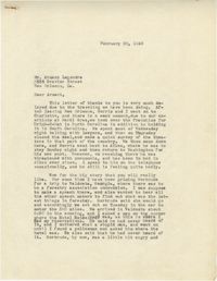 Letter from Sidney Jennings Legendre, February 20, 1948
