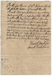 Petition from Elisabeth Dayley and Jennett Edenher to the St. Andrew's Society