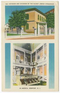 Interior and exterior of the oldest Jewish synagogue in America, Newport, R.I.