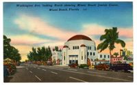 Washington Ave. looking North showing Miami Beach Jewish Center, Miami Beach, Florida
