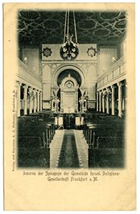 Inneres der Synagoge der Gemeinde Israel. Religions-Gesellschaft Frankfurt a.M.