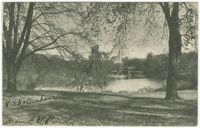 View in Central Park showing Temple Bethel. New York City, N.Y.