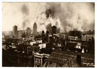 Downtown San Francisco aflame, earthquake and fire of 1906