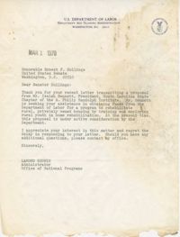 Letter from Lamond Godwin to Senator Ernest F. Hollings