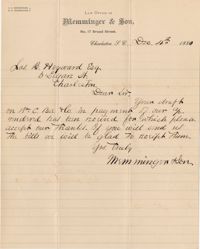 335. C.G. Memminger to James B. Heyward -- December 4, 1880