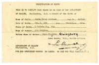Carrie Pollitzer birth certificate