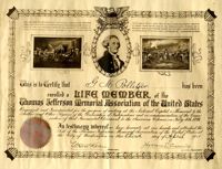 Gustave M. Pollitzer certificate from the Thomas Jefferson Memorial Association
